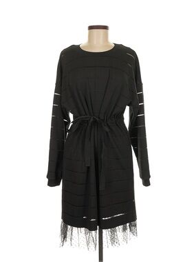 NISSA Black Knit Cutout Dress Tulle Hem Sz 6